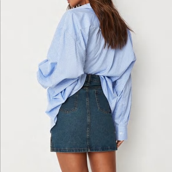 blue co ord split hem denim mini skirt - Picture 2 of 4
